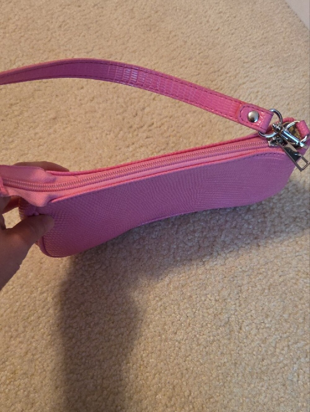 Pink Textured Shoulder Bag - Picture 4 of 4